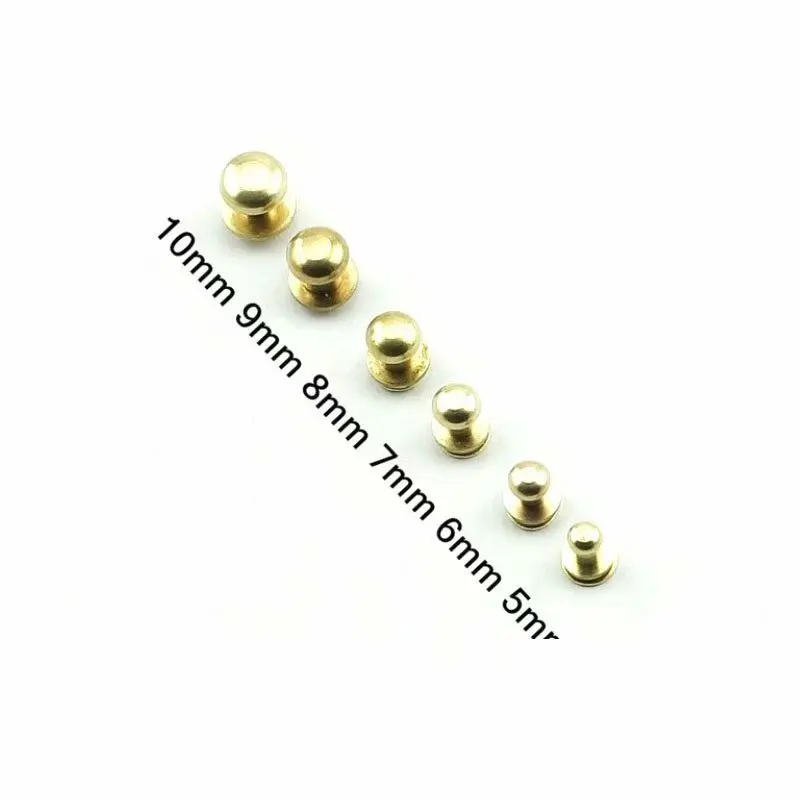 

5mm 6mm 7mm Solid Brass Round Head Stud Spot Screwback Screw Back Chicago Screw Nail Rivet Nipple Buckle DIY