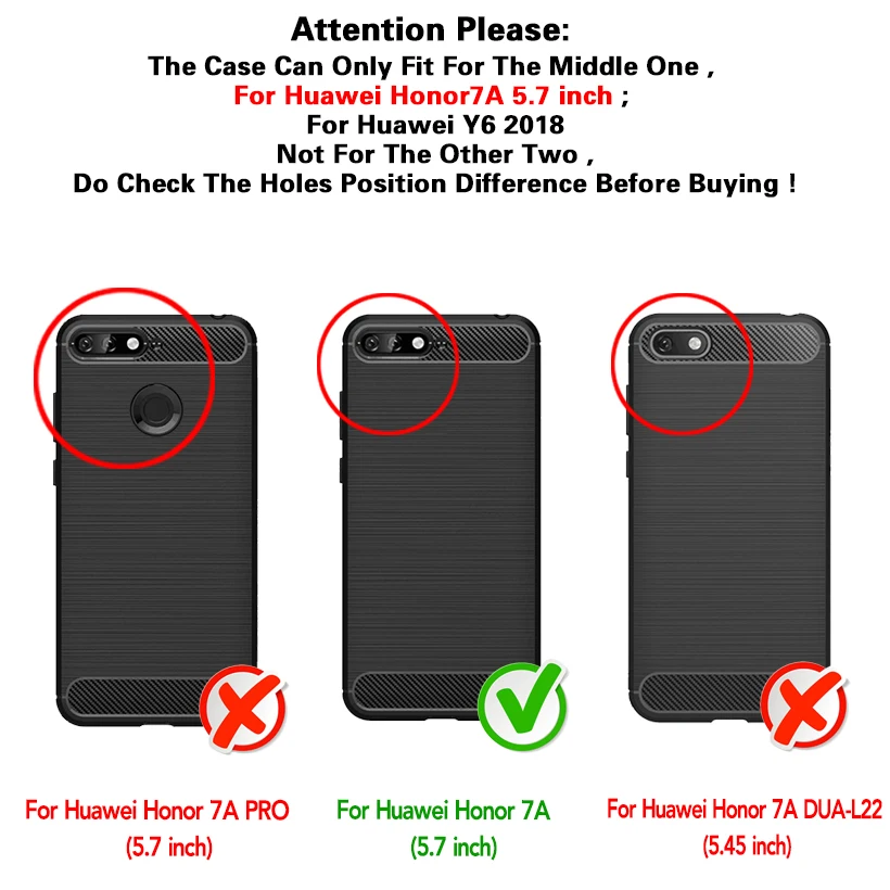 Bolomboy ألياف الكربون حافظة لهاتف Huawei Y6 2018 حالة سيليكون لينة TPU أسود الرسم حالات لهواوي الشرف 7A غطاء 5.7 بوصة