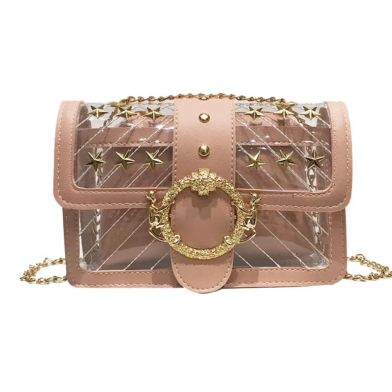 Luxury handbags women bags designer small Crossbody bags for women Casual Solid Color Transparent Handbag Wild Diagonal Package - Цвет: Розовый
