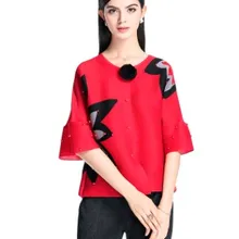 Маленькие шарики жизни плиссированные с роговыми рукавами блузки цветной бисер волшебный цвет пальто складки miyake