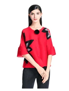 

Small BALLS of LIFE PLEATS horn sleeve blouses beaded flowers spell color coat folds miyake IN STOCK