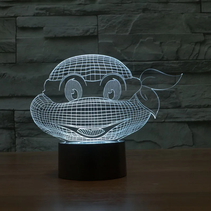 Teenage Mutant Ninja Turtles head colorful 3D lights touch switch LED