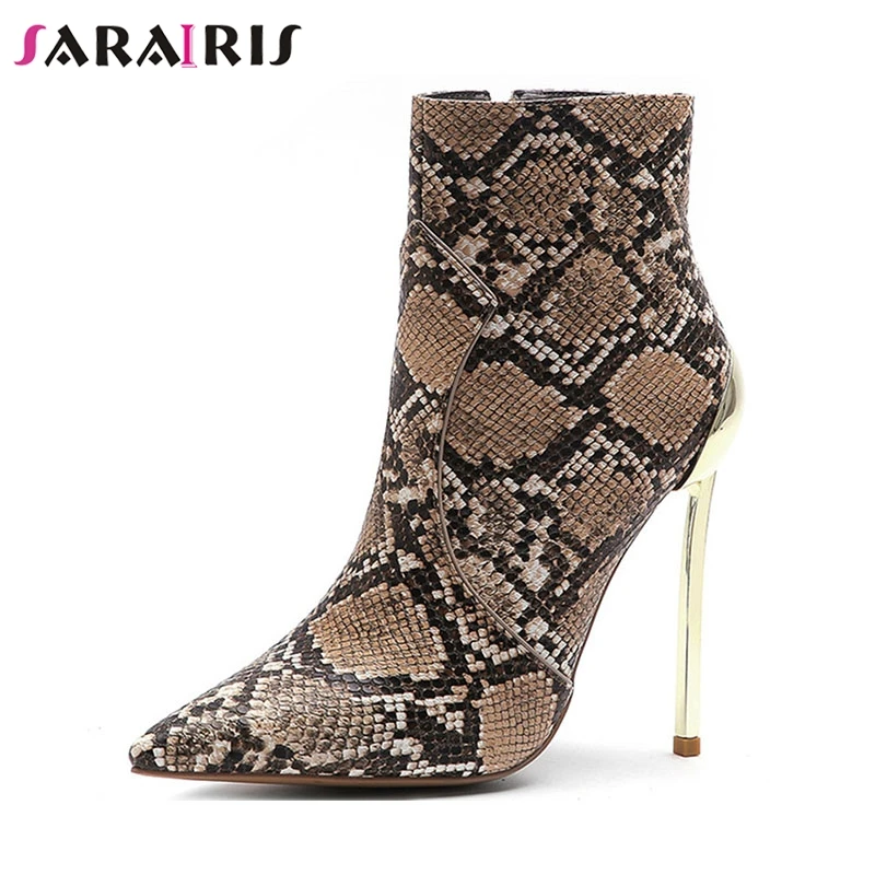 

SARAIRIS New Arrivals 2019 Large Size 34-45 Zip Up Sexy Thin High Heels Office Boots Female Shoes Woman INS Hot Ankle Boots