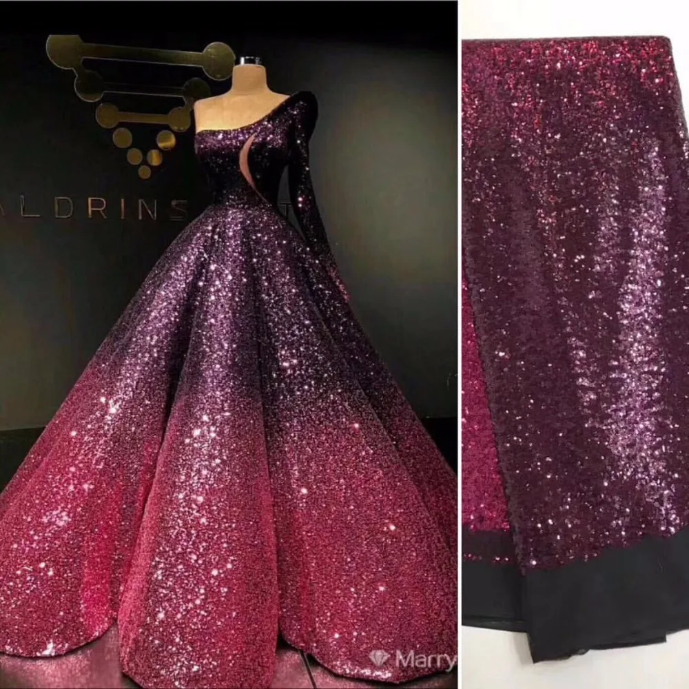 

SuperKimJo Vestido De Festa 2018 Ball Gown Prom Dresses One Shoulder Gradient Sequin Luxury Prom Gowns