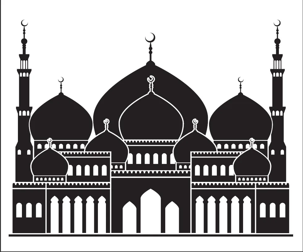 7x5FT Arabian Night Black  White  Mosque Custom Photo Studio 