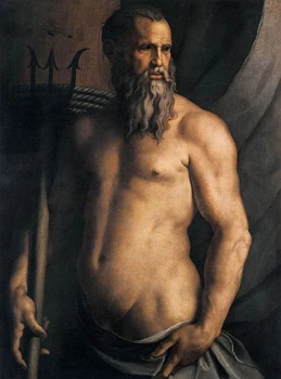 

Artist's Perfect Hand Painting on Canvas: Charming Human Model, Old Samurai Man .
