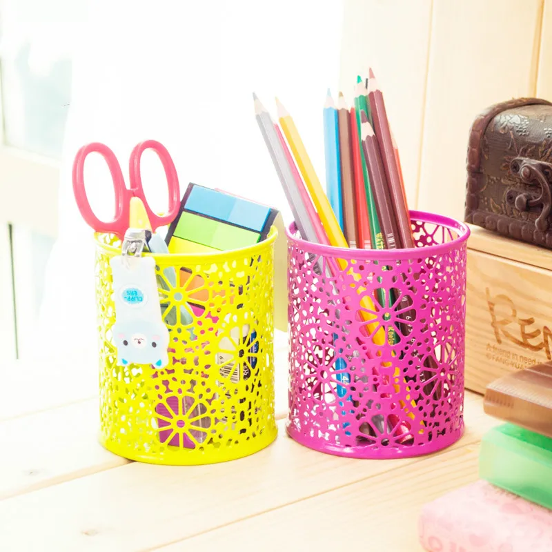 

Multifunctional desktop office supplies patterned round pen container creative pencil holder storage box student stationery