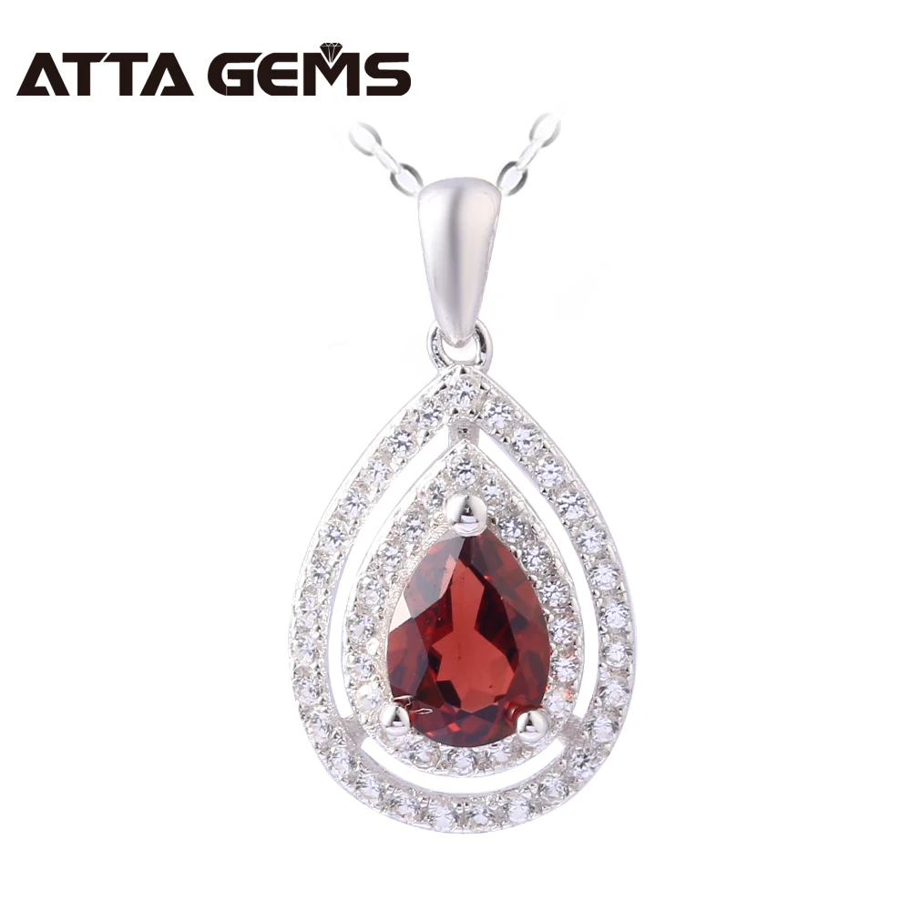 

Natural Red Garnet Women Silver Pendants 1 Carats Natural Garnet Gemstone Simple Design Ladies Fashion Silver Pendants