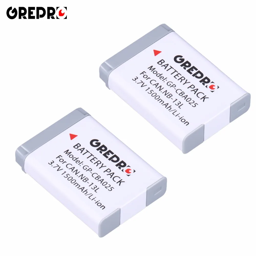 

GREPRO 2pcs NB-13L NB 13L NB13L Battery for Camera Canon PowerShot G5 X G5X G7 X G7X G7 X Mark II G9 X G9X SX720 Camera Bateria