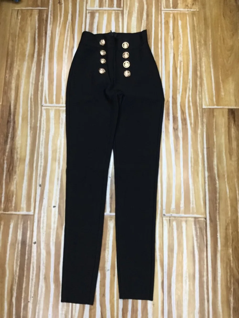 Женские сексуальные модные черные бандажные брюки на пуговицах дизайнерские узкие брюки, леггинсы
