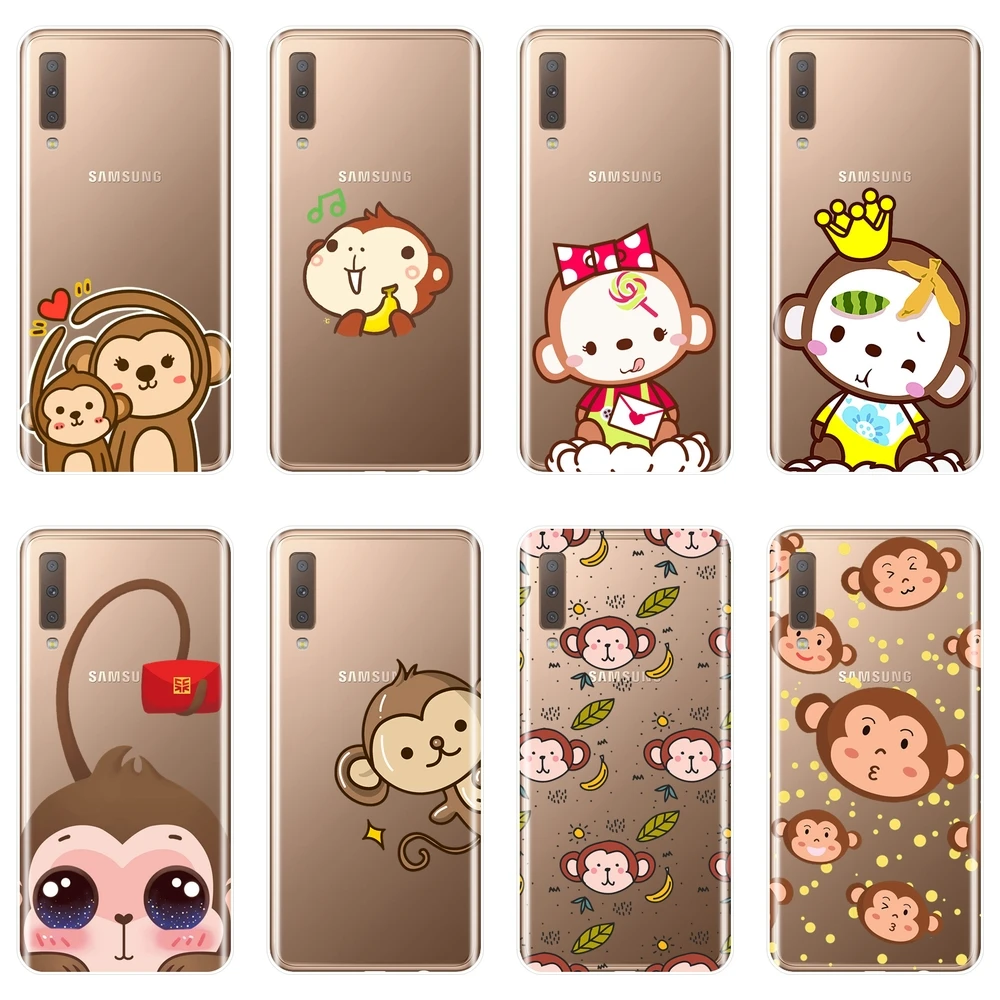 Мягкий силиконовый чехол Kawaii с обезьяной для Samsung Galaxy A3 A5 A7 2016 2017 задняя крышка 2018