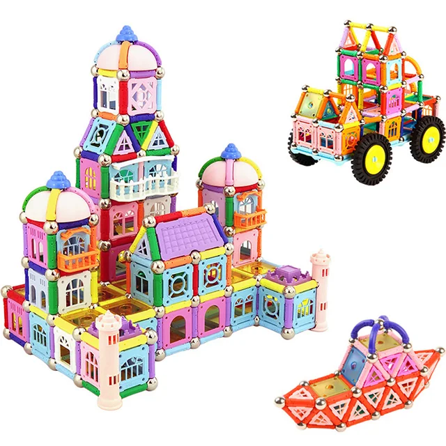 US $75.78 518pcs Magnet Bars Metal balls Magnetic Designer Castle Construction Building Blocks Educational To