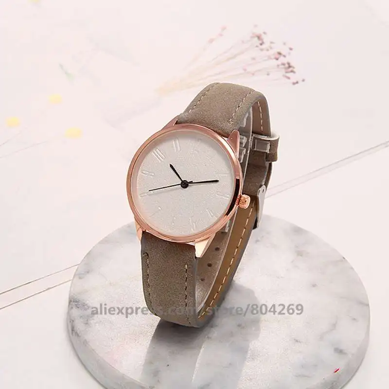 

Wholesale New Hot Women Men Dial Student Rose Gold Case Watch Neutral Leather Quartz Wristwatch New 919889