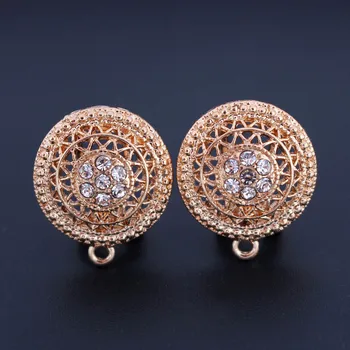 

Earrings Post Connector Linker Rhinestone Paved Retro Filigree Circle Metal Base for Big Logistic Dangle Hanging Earrings Women