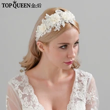 TOPQUEEN H346 модные свадебные аксессуары для волос для женщин кружевной цветок с бисером жемчужный ободок для волос невесты Высокое качество украшения для волос