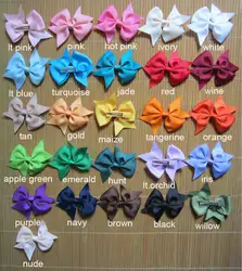 50 шт. 3 дюйма детские волосы луки Детские Бутик Hairbows/заколки, grosgrain ленты Вертушка волос Луки для повязка 25 цветов