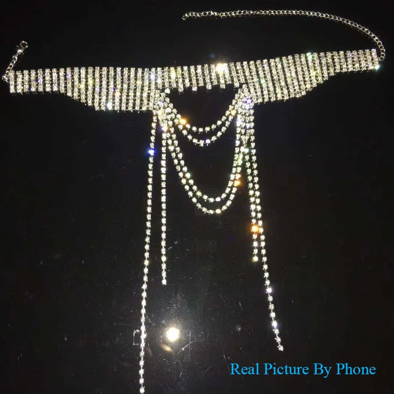 StoneFans женский длинный нагрудник ожерелье бахрома горный хрусталь воротник чокер шарф заявление Модный Кристалл Bling кисточкой клуб вечерние ювелирные изделия