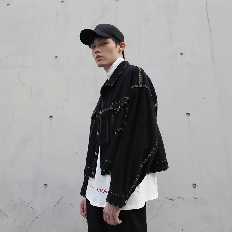 High Street Oversize Denim Jacket New Autumn Batwing Long Sleeve Short Outwear Men Casual Harajuku Streetwear Basic Loose Jacket High Street Oversize Denim Jacket New Autumn Batwing Long Sleeve Short Outwear Men Casual Harajuku Streetwear Basic Loose Jacket