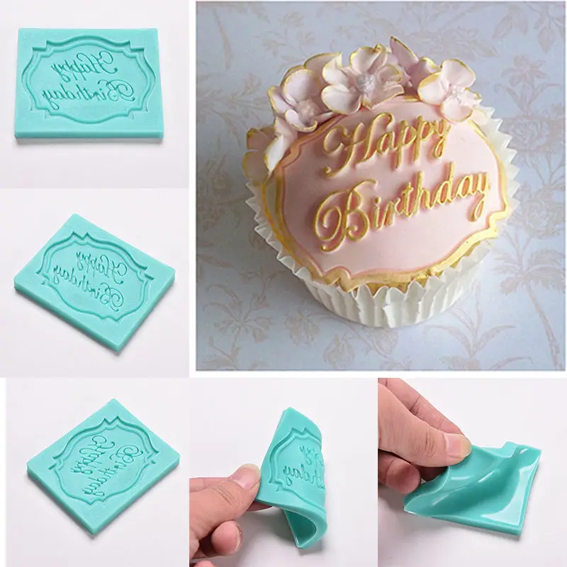 

1 pc Happy Birthday Letter Cake Mold Silicone Fondant Soap Sugar Craft Mold Cake Decorating Cake Card Shape Fondant Cake Mould