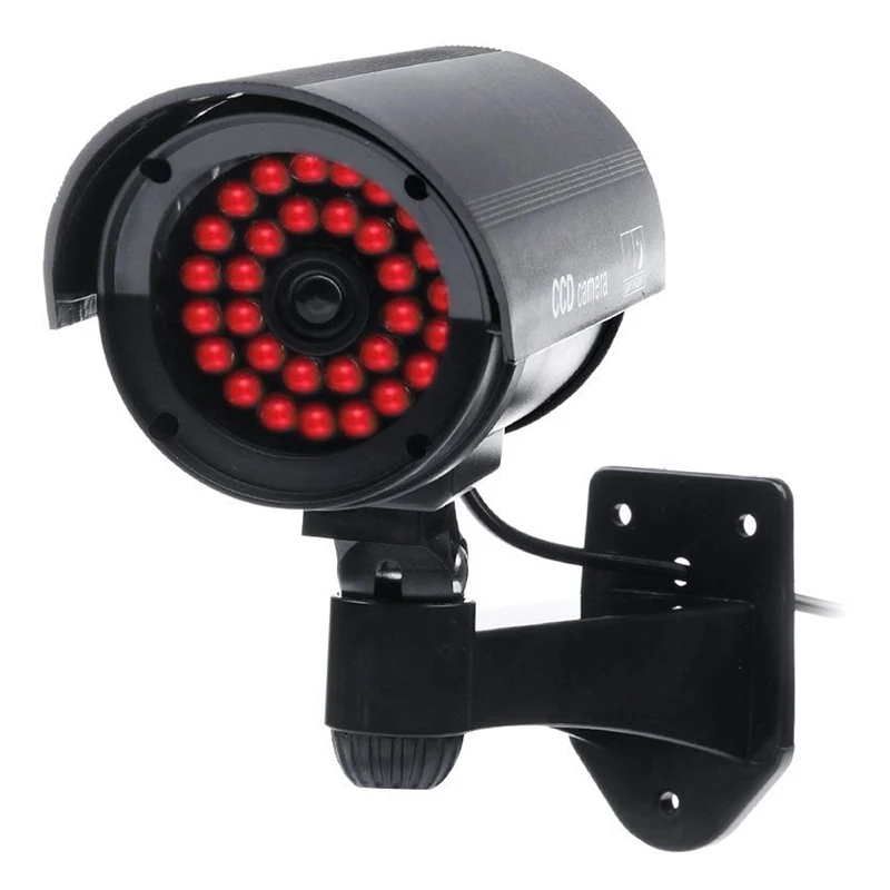 

4 Pcs Outdoor Fake / Dummy Security Camera with 30 Illuminating LED Light (Black) CCTV Surveillance