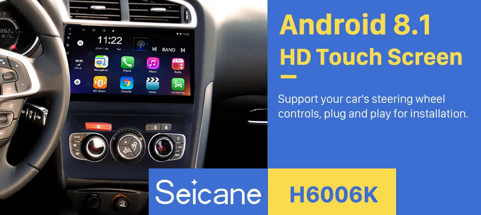 Cheap Seicane 2Din Android 8.1 10.1 Inch Car Bluetooth Wifi Multimedia PLayer Radio GPS Navigation For 2013 2014 2015 2016 Citroen C4 0