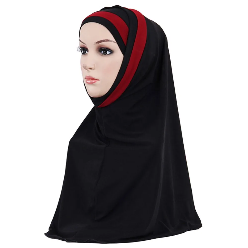 Шапочки под хиджаб мусульманский тюрбан шапочки под хиджаб мусулман для женщин мусульманский длинный хиджаб Повседневная внутренняя Кепка тюрбанты cabeza для женщин - Цвет: Черный