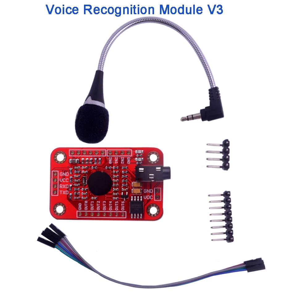 Модуль распознавания голоса V3, доска распознавания голоса с микрофоном для Arduino 4,5-5,5 V RCmall FZ0475