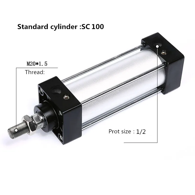 

Free shipping Standard cylinder SC100 series bore 25mm to 1000mm Bore Double Acting Pneumatic Cylinderair pneumatic cylinder