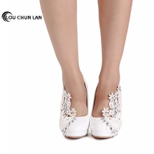 Shoes Women’s Shoes Pumps High Heels Lace Flower Bride Wedding Shoes Wedding Formal Dress Single with Female Free Shipping Party