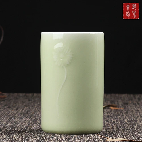 C 280 мл Longquan Celadon прямая чашка с цветочным узором чайная посуда для напитков художественные чашки для воды Master чашка для кофе и молока кружка аксессуары - Цвет: C