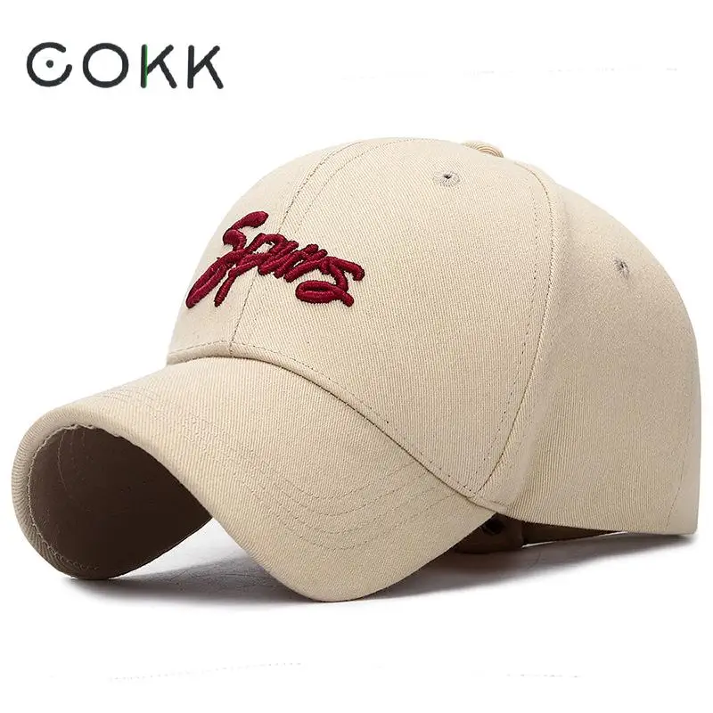 

COKK 2019 Cotton Sport Letters Baseball Cap Snapback Hat For Men Women Sun Hat Bone Gorras Dad Hats Korean Hip Hop Summer Cap