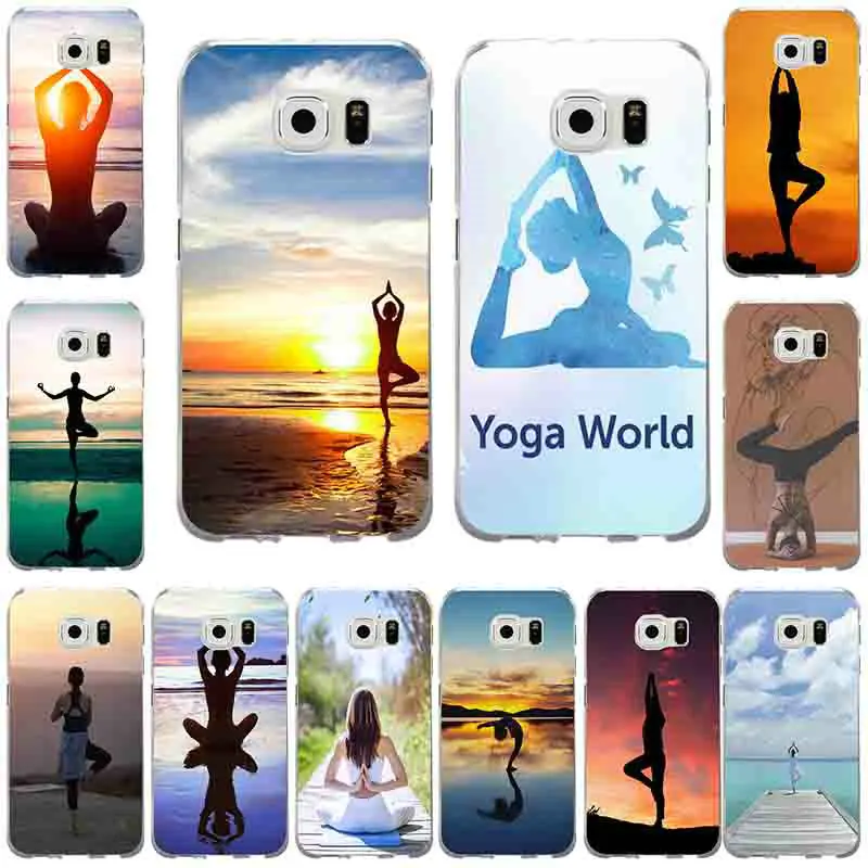 Мягкие ТПУ чехлы для мобильных телефонов Yoga World Silhouette Samsung Galaxy S3 S4 S5 Mini S6 S7 S8 S9 S10 Edge