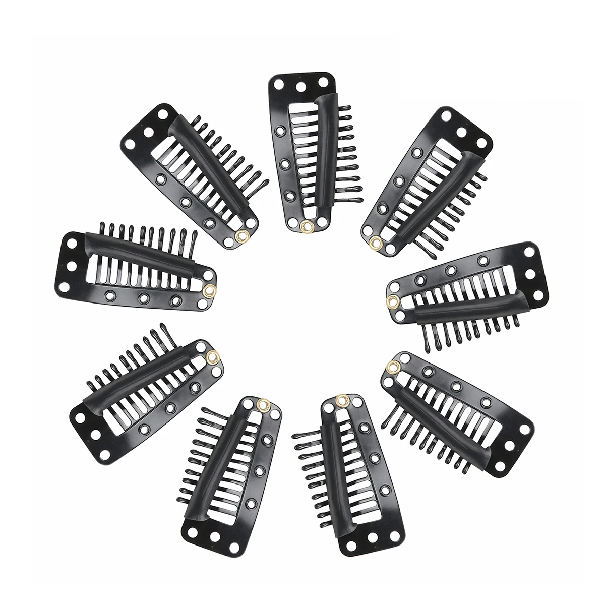 ETEREAUTY 20pcs 10 Teeth Snap Comb Weave Wig Clips With Rubber For Hair