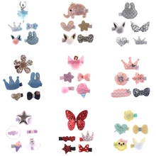Grampos de cabelo, 5 peças de cor aleatória para cachorro e gatinho, animais de estimação, fofos, floral, sólido, algodão, flor, borboleta, grampos de cabelo barrette