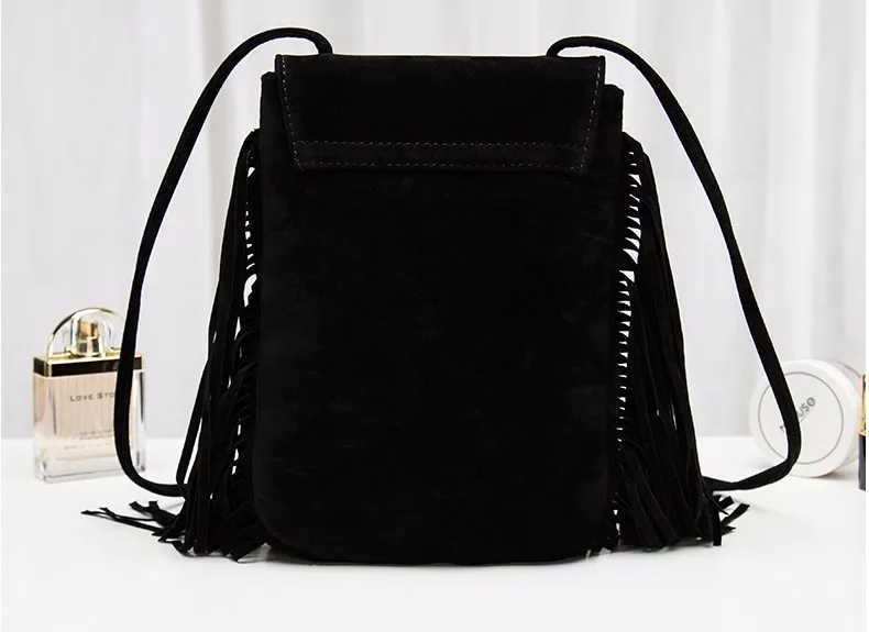 Hippie Suede Fringe Tassel Messenger Bag Women Hobo Shoulder Bags Crossbody Handbag (17)