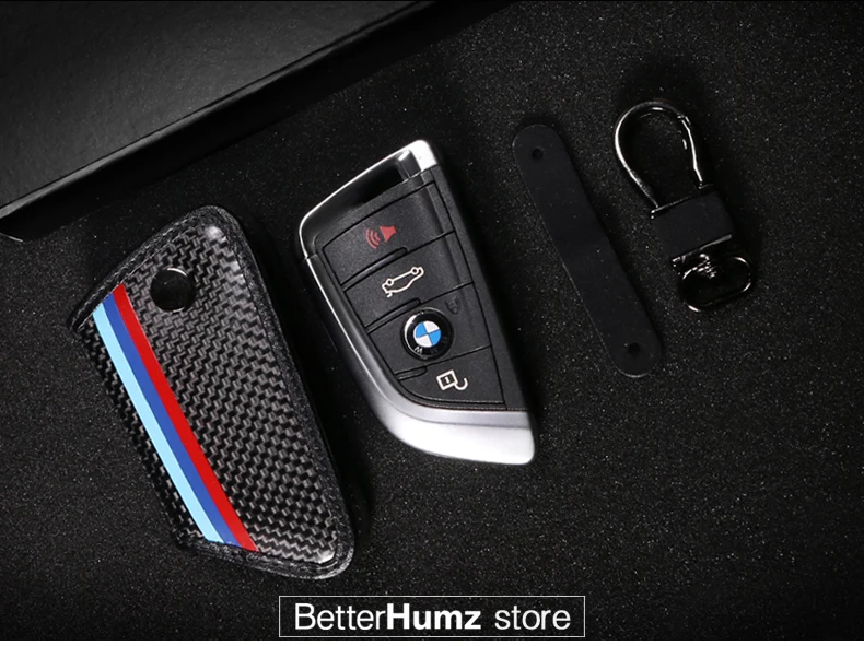 Carbon Fiber Synthetic Leather For Bmw F15 F16 F20 F45 F46 F48 F39 G30 G11 G01 G02 X5 X6 5 series Classic Design Car Key Case