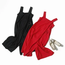 Veydu, летние женские повседневные Комбинезоны, элегантные, нестандартные, широкие, без рукавов, с поясом, свободные, одноцветные, женские комбинезоны