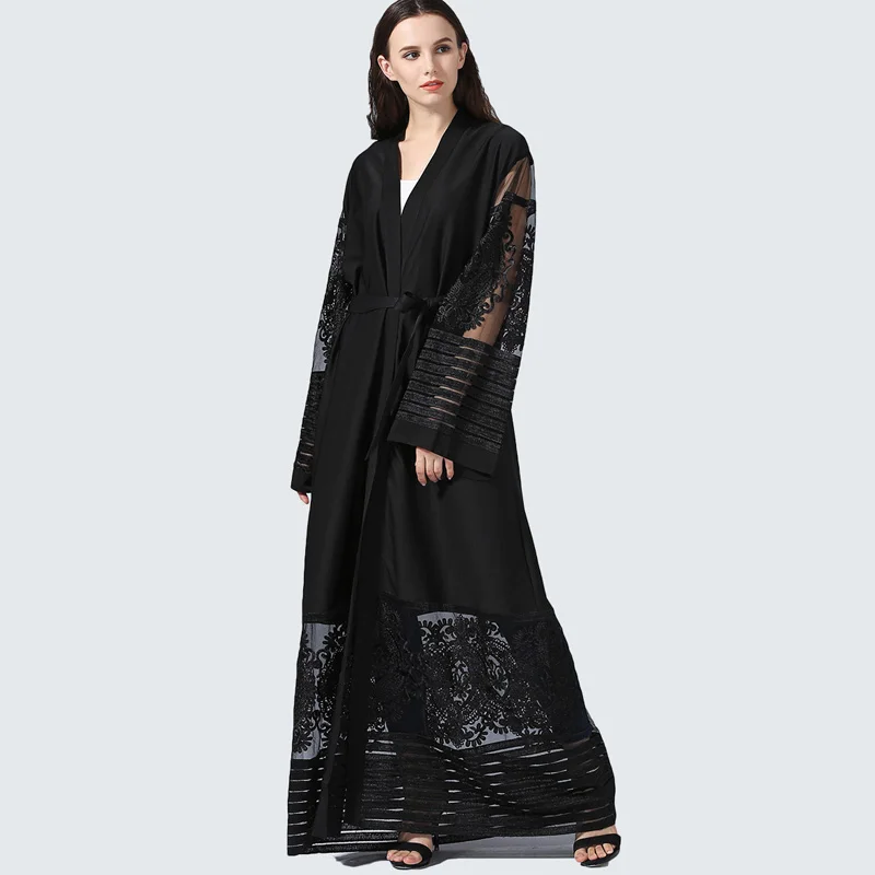 Plus Size Autumn Blusas Mujer De Moda 2019 Abaya Women Long Chiffon Lace Cardigan Kimonos Mujer Roupa Korean Fashion Clothing