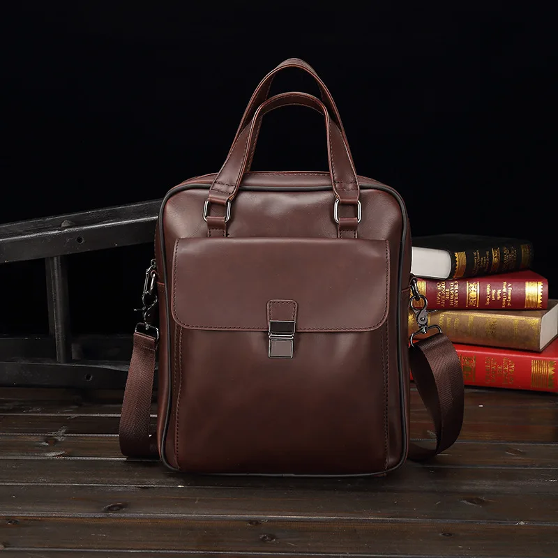 2019 классическая мужская сумка Crazy Horse кожаный портфель мужская деловая сумка для ноутбука винтажные сумки на плечо большая школьная