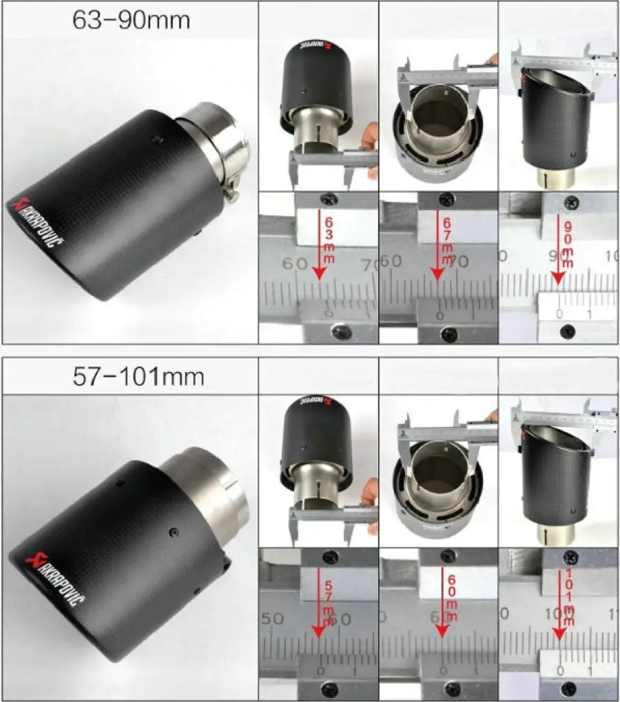 Универсальный автомобильный глушитель akrapovic из титанового углеродного волокна, Модифицированная выхлопная труба, автомобильный вход 63 мм 59 мм, выход 89 мм 114 мм