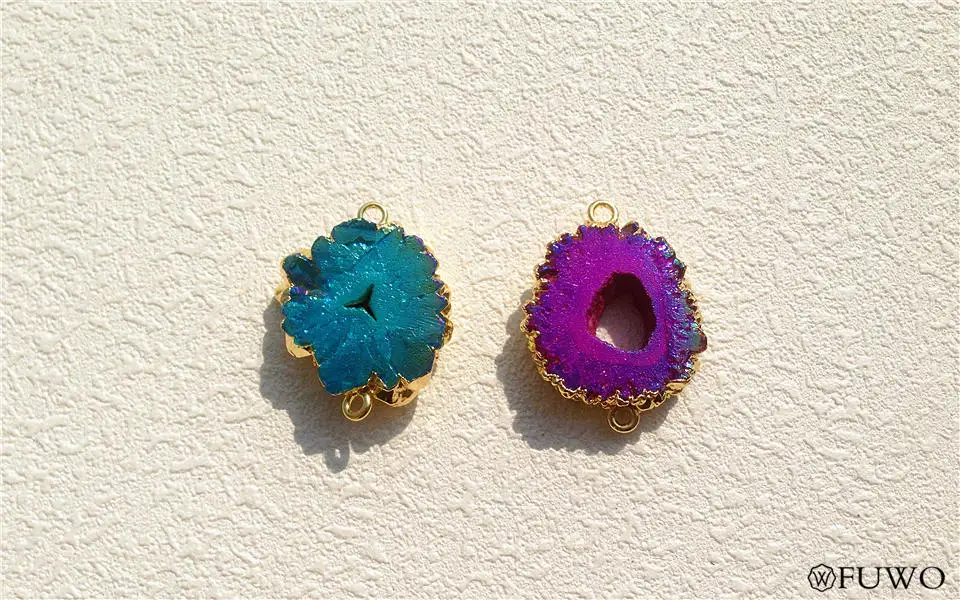 Natural Aura Stalactite Slice Connector Pendant 7