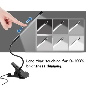 

USB LED Lamp Smart Touch Portable Flexible Eye-care LED Reading Light Adjustable Mini Clip Desk Lamp for Bedroom Study Reading
