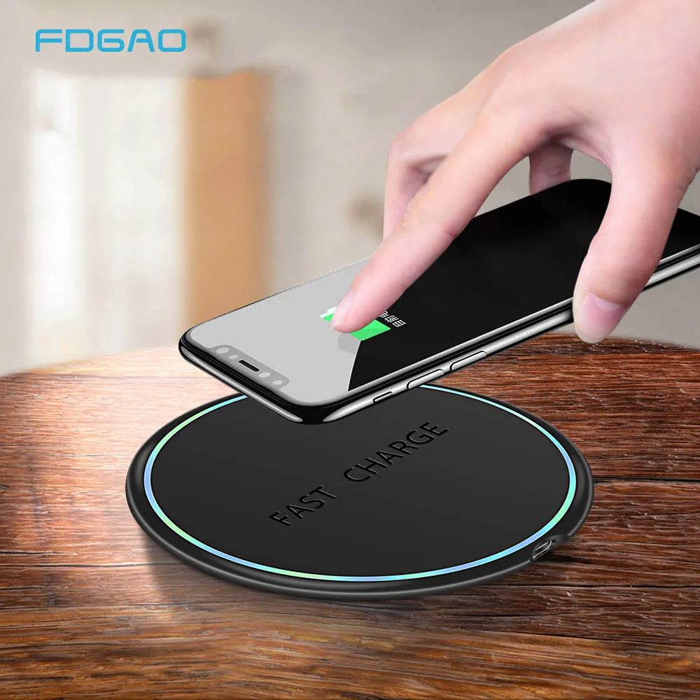 

FDGAO Qi Wireless Charger 10W Max Fast Wireless Charging Pad For iPhone X XS MAX XR 8 Samsung S9/S9+ S8 Note 9 For Xiaomi Mi 9