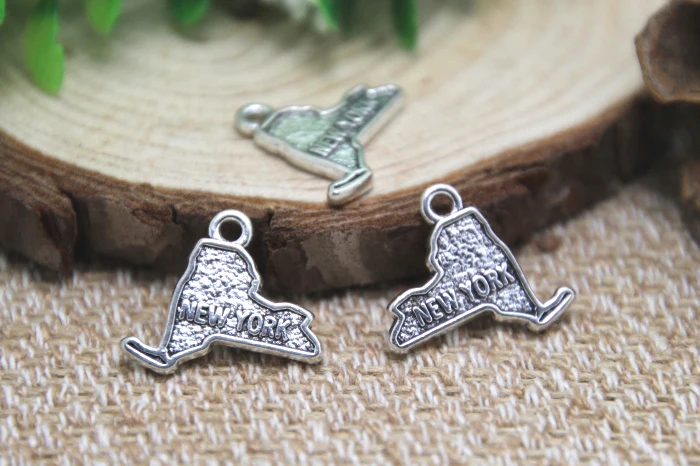 

10pcs--new york charms Antique Tibetan silver new york charms pendants ,DIY Supplies 18mm x 18mm