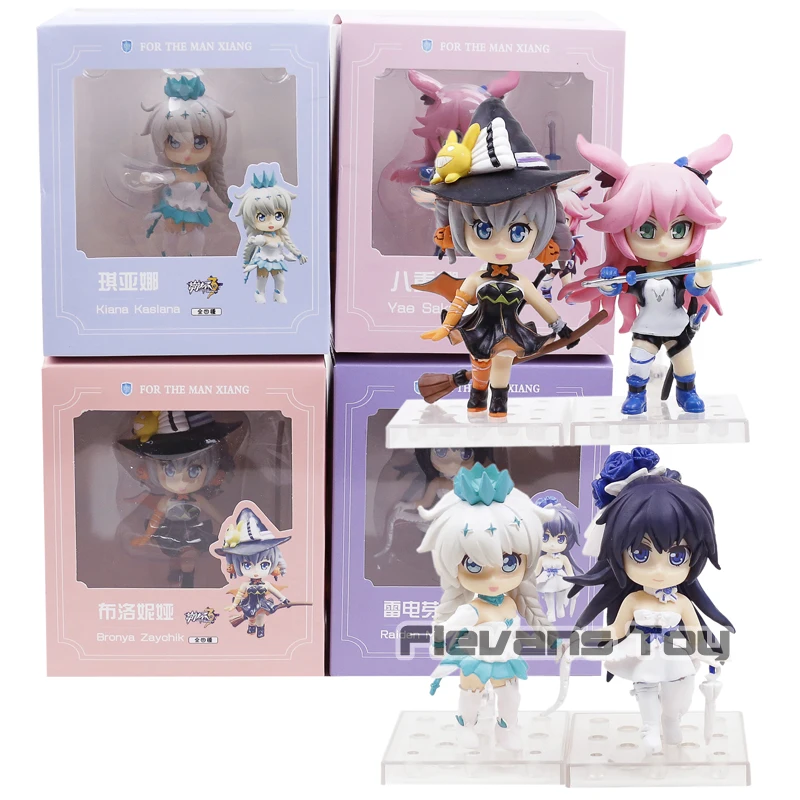 

4pcs/set Honkai Impact 3rd Raiden Mei/Kiana Kaslana/Bronya Zaychik/Yae Sakura PVC Q Version Figure Doll Toy Figurines