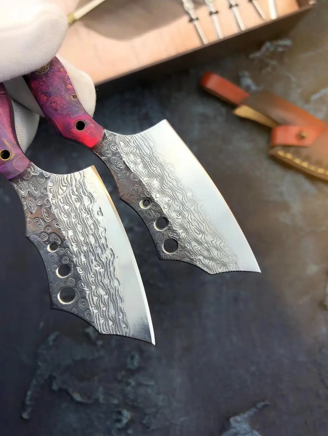 VG10 Дамасская сталь фиксированный нож ручной работы кованый охотничий 60HRC Ebony
