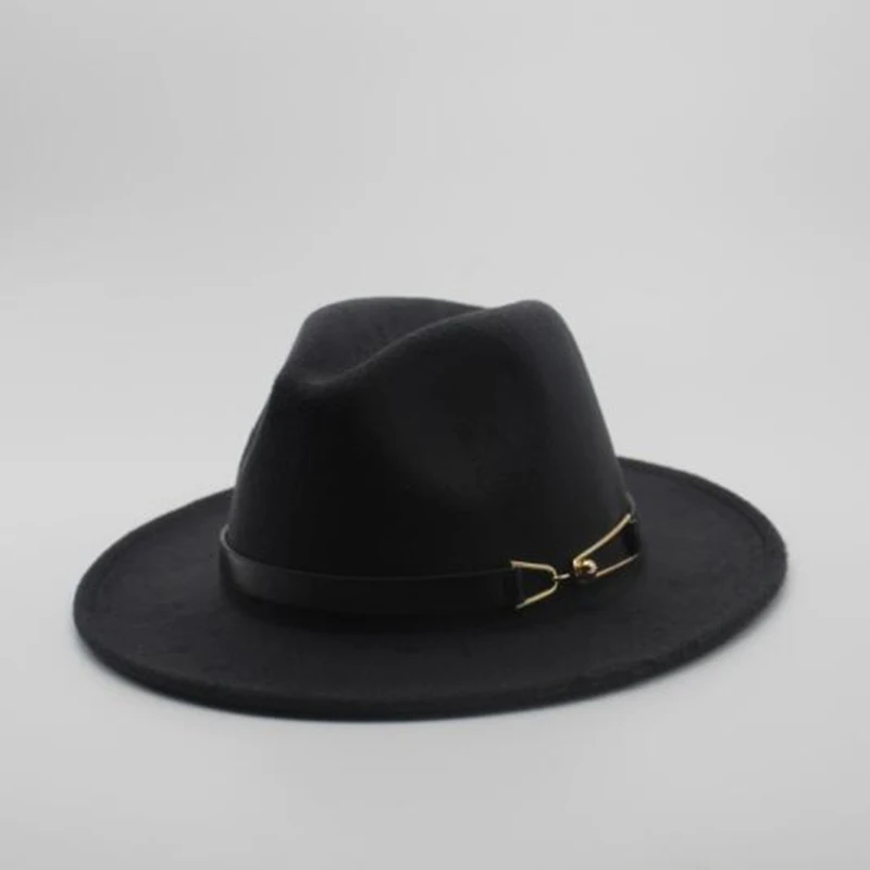 Мода широкими полями осенние женские модные Top Hat Джаз шапка зимняя шляпа федора