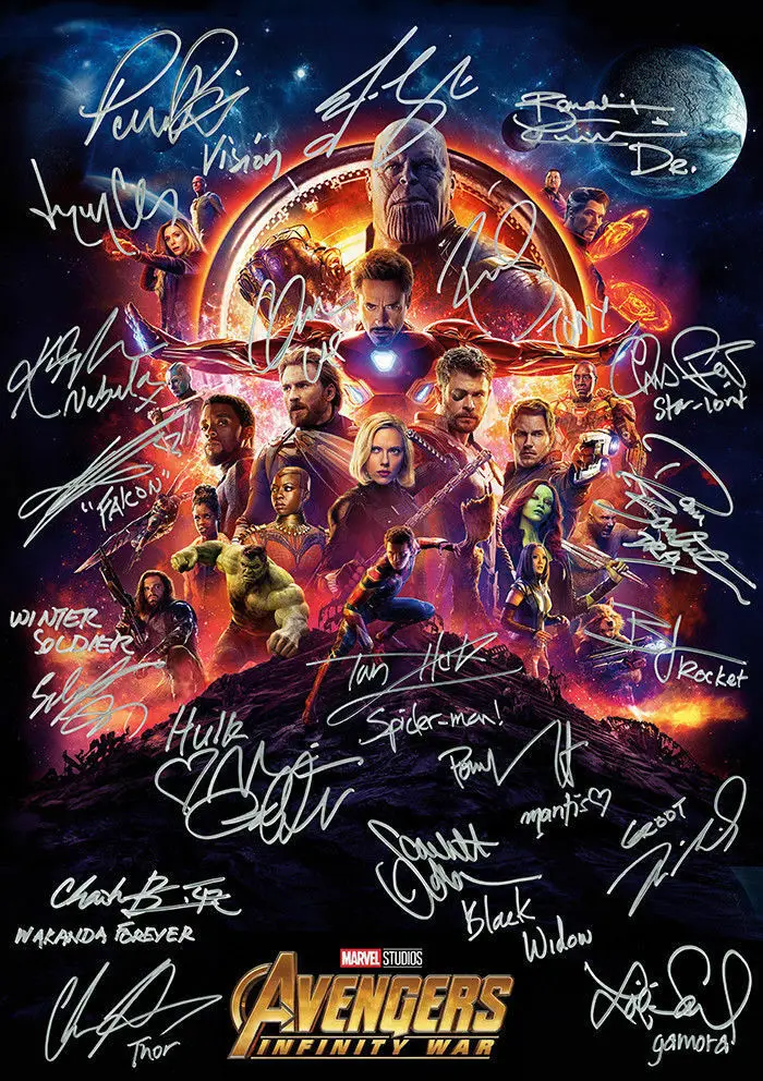 

Avengers Infinity War signature Movie Art Wall Decor Silk Print Poster