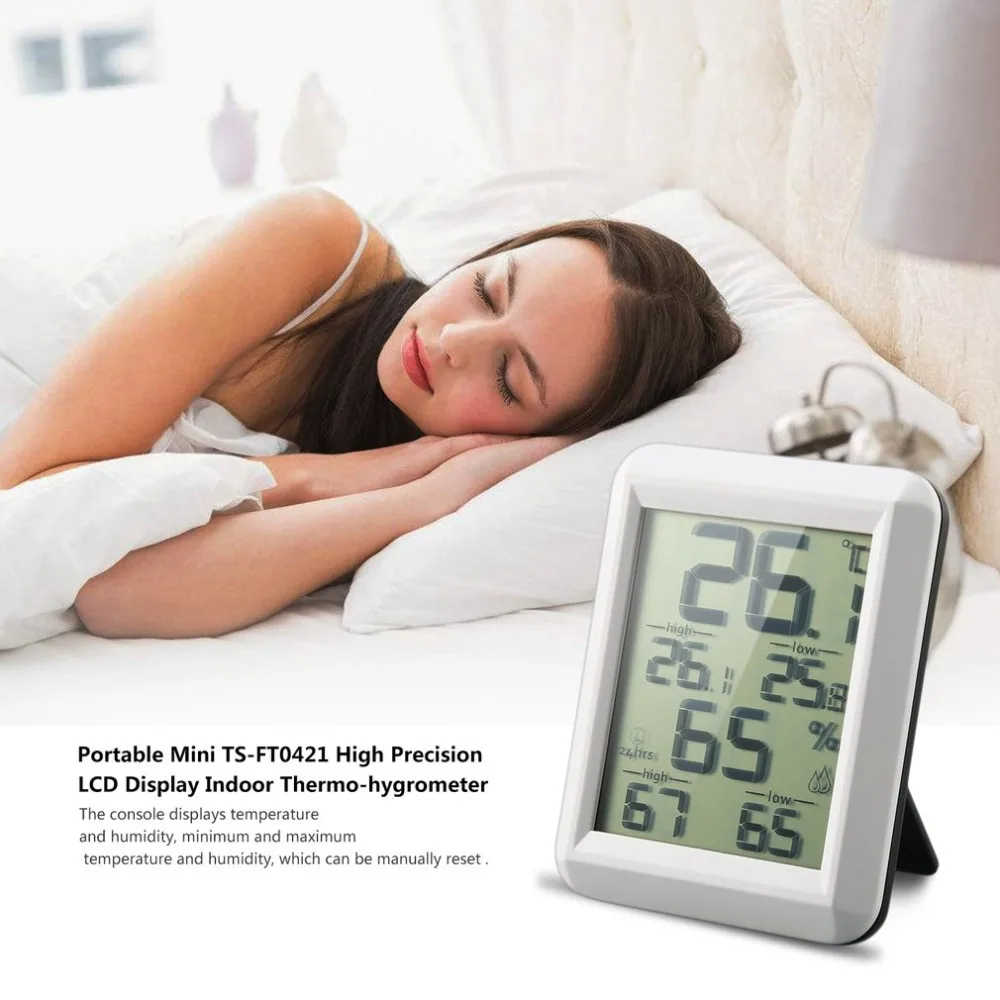 MiniDigital Thermomete TS-FT0421 выбор блок Высокая точность ЖК-дисплей Дисплей Крытый Термо-гигрометр с низкой Батарея сигнализации