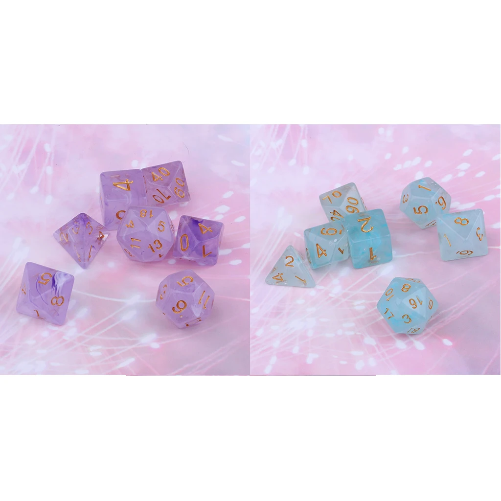 14/Set D4 D6 D8 Dice Game 1.6cm Sided Gem Dice for TRPG D&D Polyhedral Dices